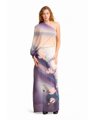 Ręcznie malowany i cieniowany kupon jedwabny 102/N/130