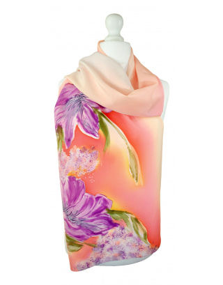 Ręcznie malowany szal jedwabny  504/2732