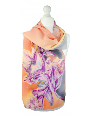 Ręcznie malowany szal jedwabny  504/2733