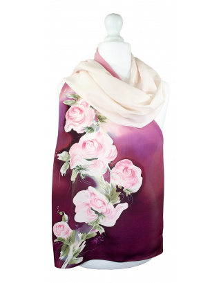 Ręcznie malowany szal jedwabny  504/2738