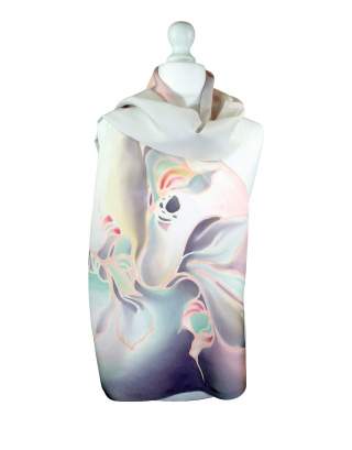 Ręcznie malowany szal jedwabny  504/2746