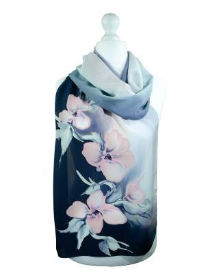 Ręcznie malowany szal jedwabny 504/2752