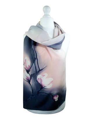 Ręcznie malowany szal jedwabny 504/2755