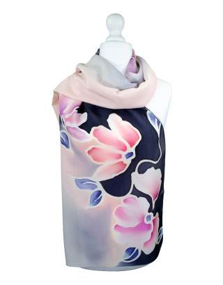 Ręcznie malowany szal jedwabny  504/2801