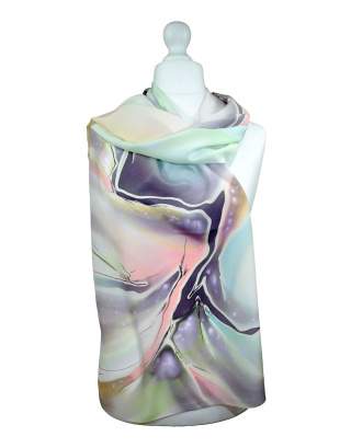 Ręcznie malowany szal jedwabny   504/2809