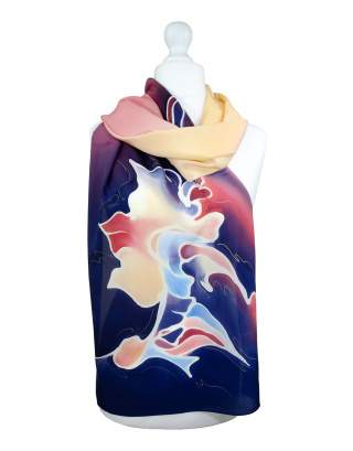 Ręcznie malowany szal jedwabny   504/2817