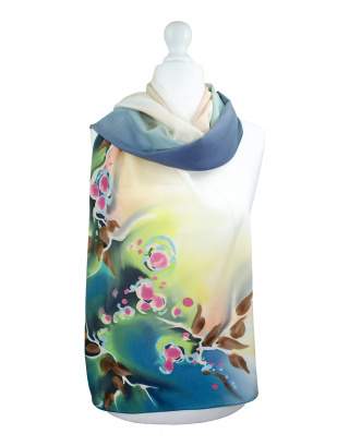 Ręcznie malowany szal jedwabny   504/2832