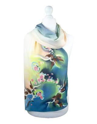 Ręcznie malowany szal jedwabny   504/2856