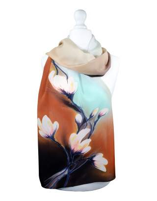 Ręcznie malowany szal jedwabny   504/2863