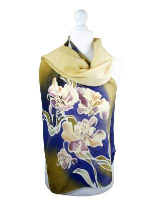 Ręcznie malowany szal jedwabny 504/2864