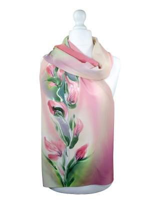 Ręcznie malowany szal jedwabny 504/2868