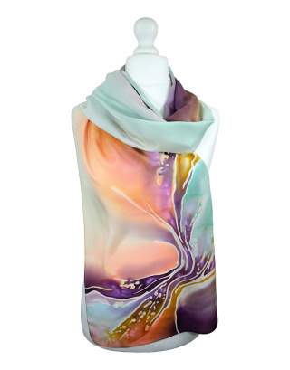 Ręcznie malowany szal jedwabny 504/2881