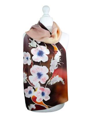 Ręcznie malowany szal jedwabny   504/2890