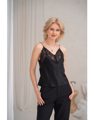 Jedwabny top z koronką